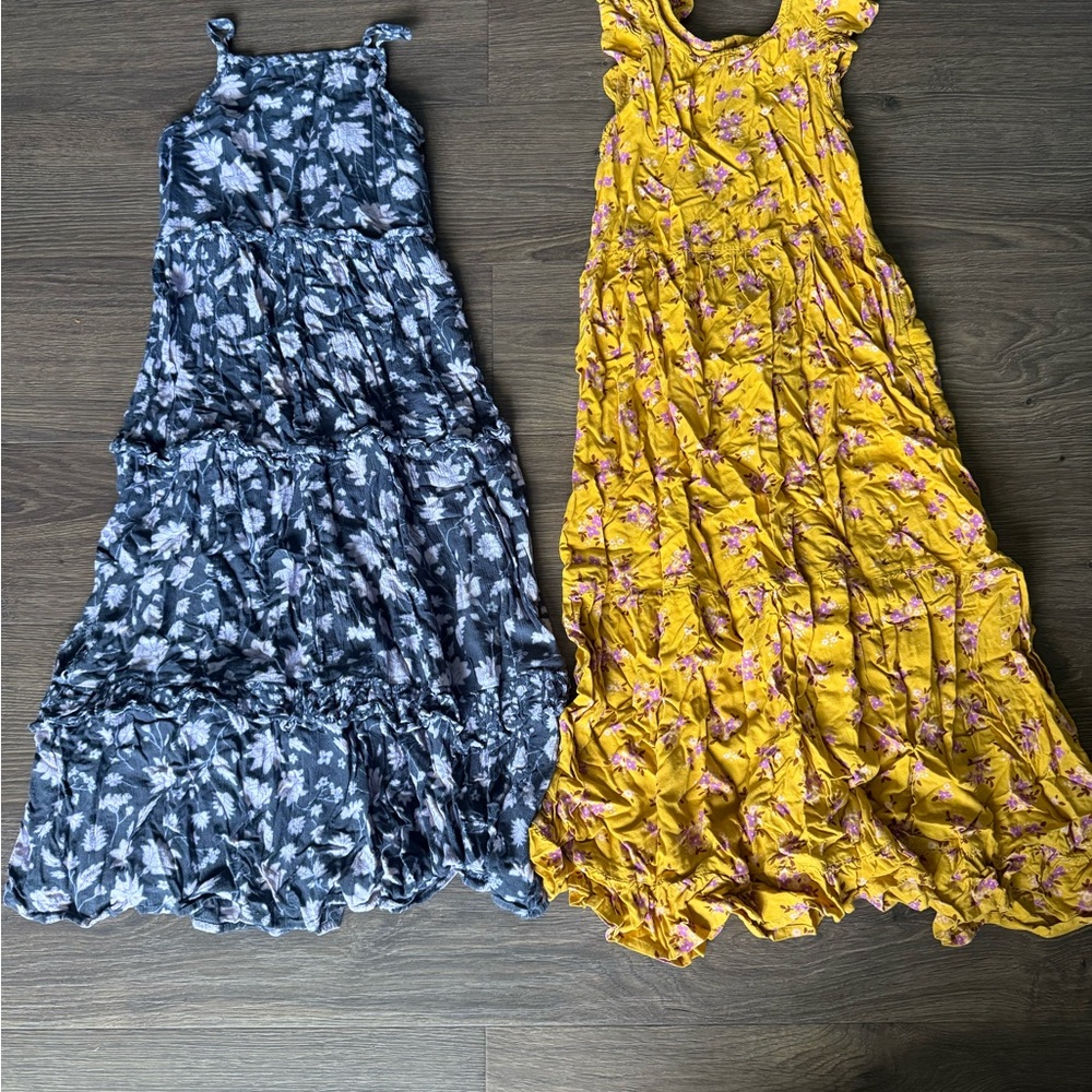 Floral Maxi Dresses in Blue and Yellow